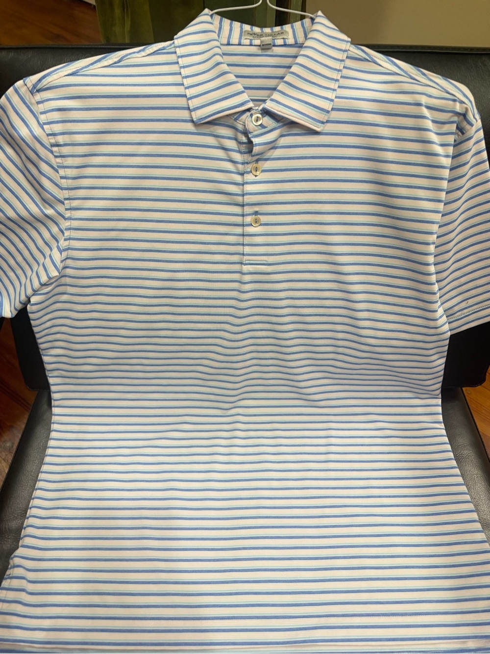 Peter Millar Classic Men's Blue Pink & White Striped Polo Shirt